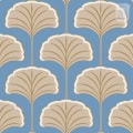 Behang, kinderbehang met ginkgo blad patroon.