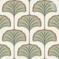 Behang, kinderbehang met ginkgo blad patroon.