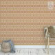 Behang, kinderbehang met roze en goud patroon.