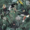 Behang met tropische vogels en bladeren, kinderbehang.