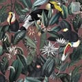 Behang met tropische vogels en bladeren, kinderbehang.