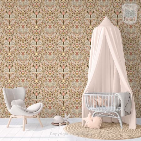 Behang, kinderbehang met retro patroon voor kinderkamer.
