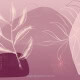 Behang, kinderbehang met abstracte botanische vormen in roze tinten.
