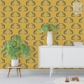 Behang met tijgerprint, kinderbehang, geel en zwart.