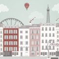 Kinderbehang met Parijs en luchtballonnen, behang, kinderbehang.