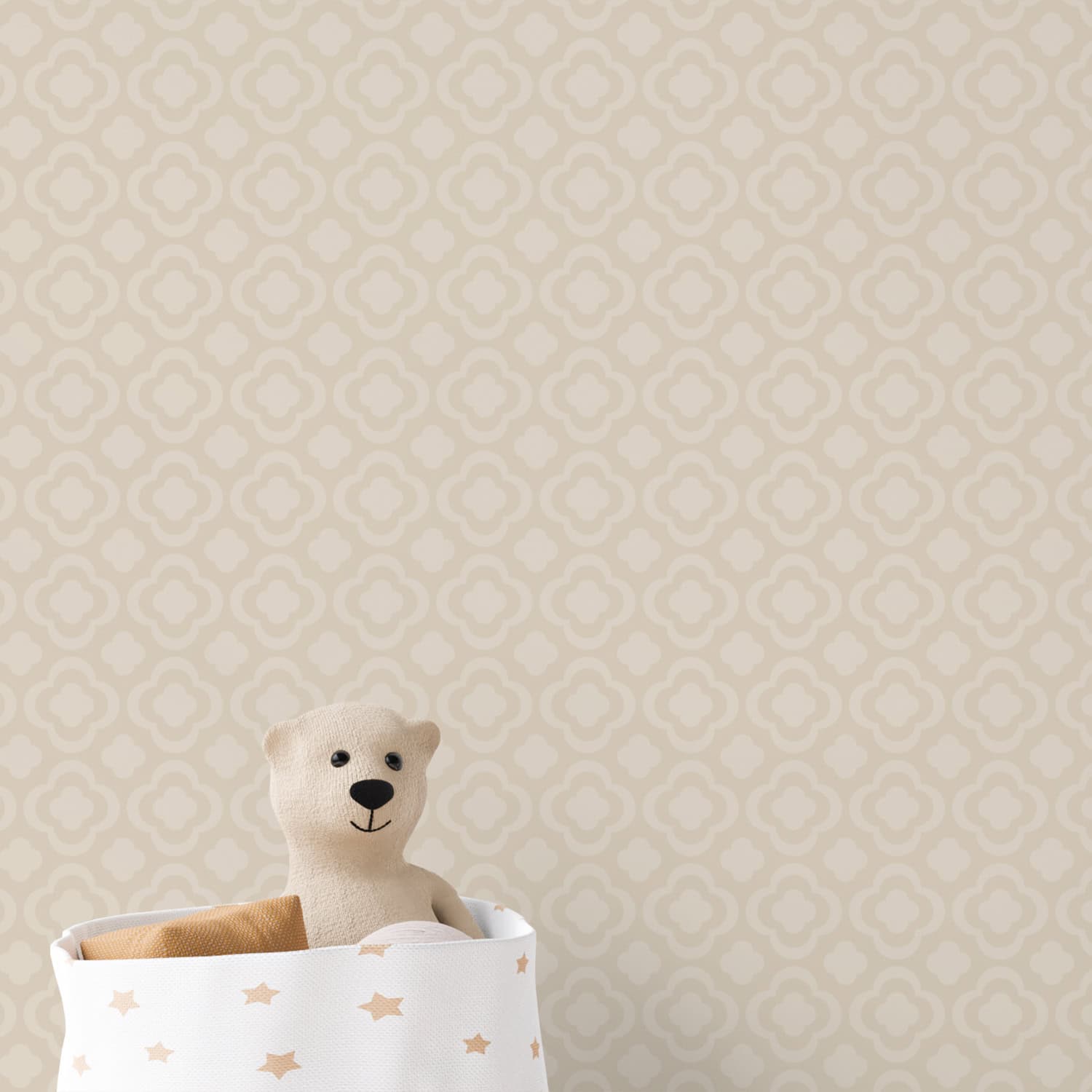Babybehang Retro Bloem in neutrale babykamer