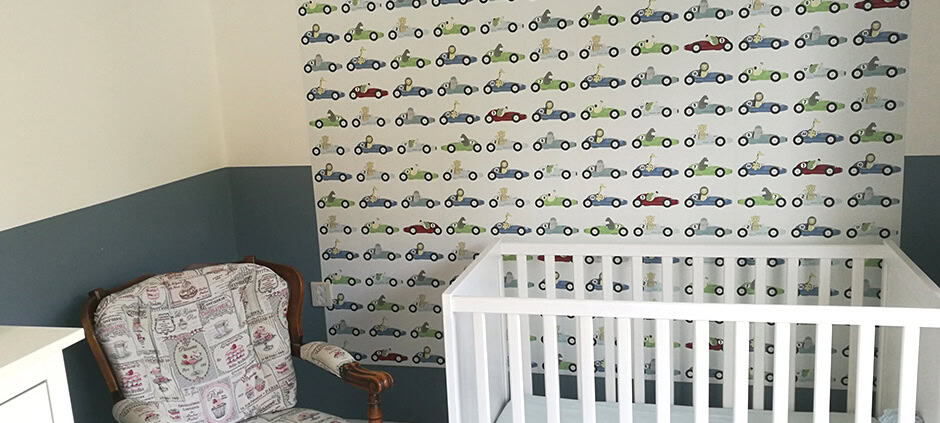 Behang met auto's, kinderbehang voor kinderkamer.