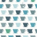 Behang met theekopjes in teal, blauw en groen, kinderbehang voor de kinderkamer.