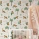 Behang met tijgers en palmbomen, kinderbehang voor kinderkamer.