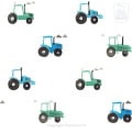 Kinderbehang met tractor-illustraties, behang, kinderbehang.