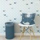 Behang met walvisjes, kinderbehang, lichtblauw, nautisch thema.