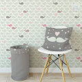 Behang met walvissen en hartjes, kinderbehang.