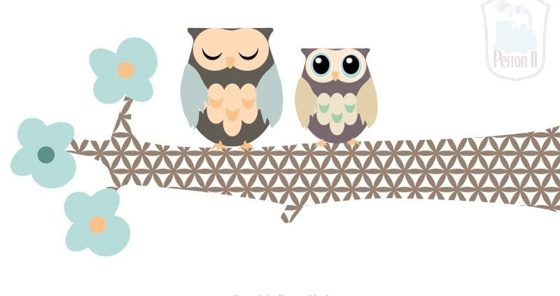 Behang met uiltjes, kinderbehang, rustiek en schattig ontwerp.