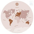 Wereldkaart met continenten in zachte tinten, behang, kinderbehang.