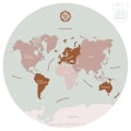 Wereldkaart met continenten en oceanen, kinderbehang, behang.