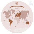 Behang, kinderbehang wereldkaart met landen in bruin en roze tinten.