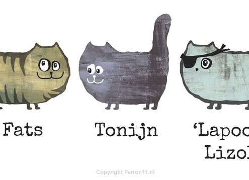 Behang met schattige katten, kinderbehang voor de kinderkamer.