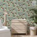 Kinderbehang met bloemen en dieren, behang, kinderbehang.