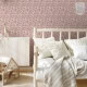 Behang, kinderbehang met bloemenpatroon in rood en wit.