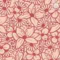 Behang, kinderbehang met bloemen en vlinders in roze tinten.