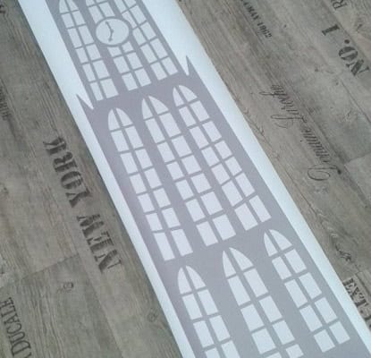 Behang, kinderbehang van de Domtoren Utrecht.