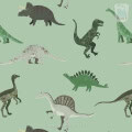 Behang met diverse dinosaurussen, kinderbehang.