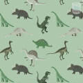 Behang met dinosaurussen, kinderbehang, groen tinten.
