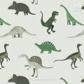 Behang met diverse dinosaurussen, kinderbehang.