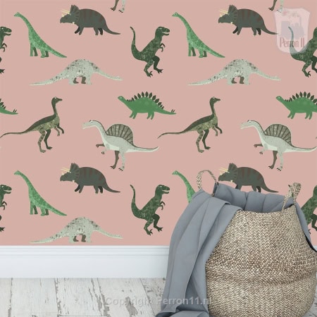 Behang met dinosaurussen, kinderbehang voor kinderkamer.