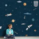 Behang met ruimtevaart en sterren voor kinderbehang.