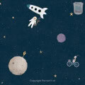 Kinderbehang met ruimtevaart en astronauten thema.