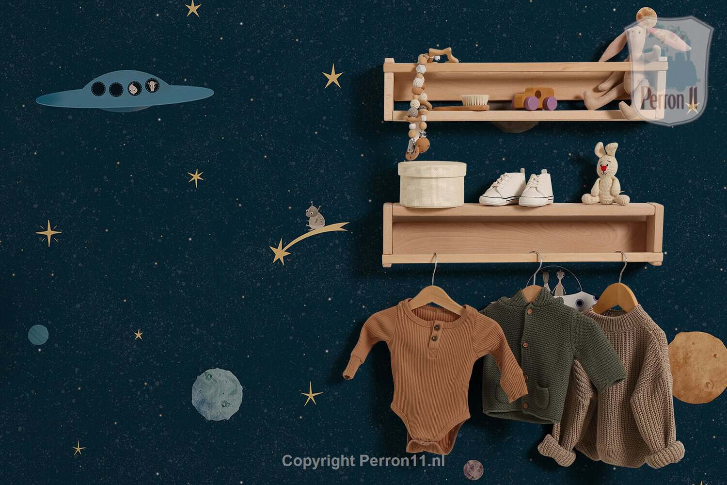heelal fotobehang in kinderkamer