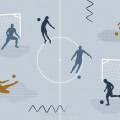 Kinderbehang met voetbalfans en doel, sport en plezier.