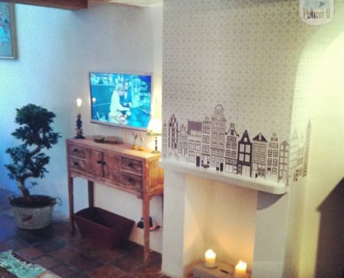 Kinderbehang met grachtenhuisjes, behang, kinderbehang.