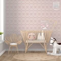 Behang, kinderbehang met hartjes patroon in pastelroze tinten.