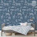 Behang met jungle dieren, kinderbehang voor kinderkamer.