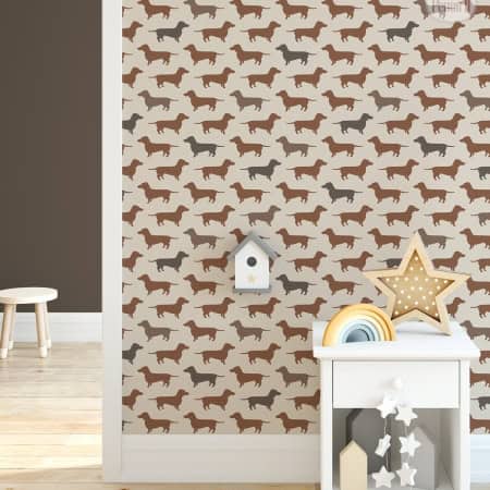 Behang met hondenmotief, kinderbehang, behang, kinderbehang.