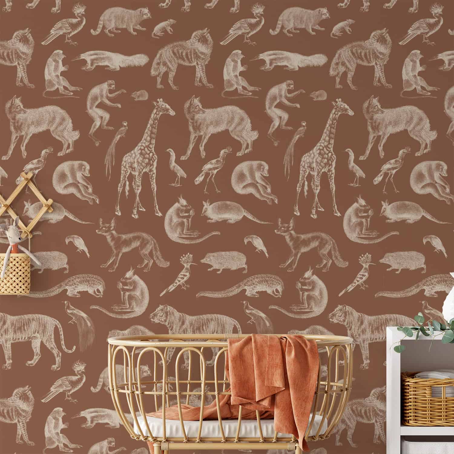 Behang met dieren, kinderbehang, jungle thema.