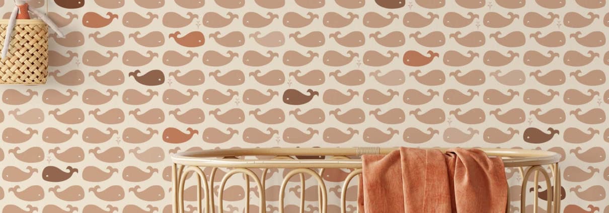 Behang met walvissen, kinderbehang voor kinderkamer.