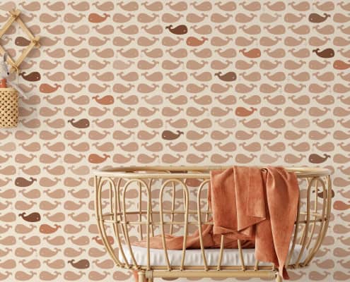 Behang met walvissen, kinderbehang voor kinderkamer.