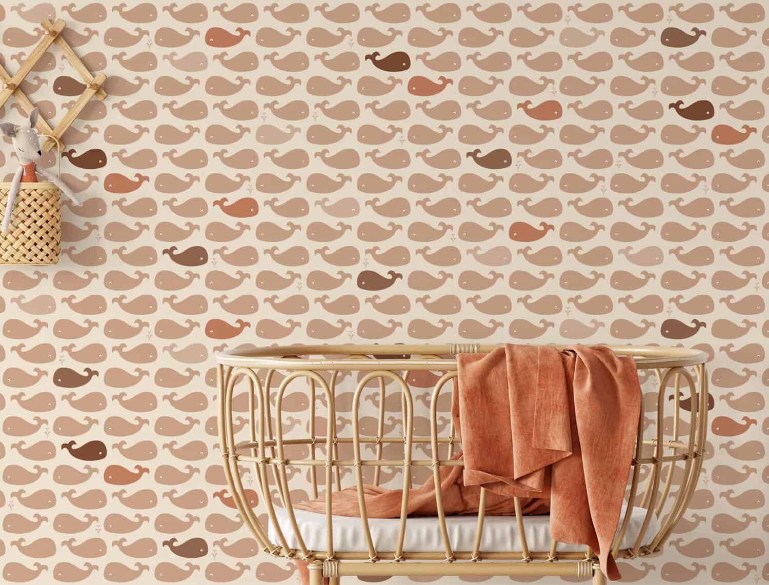 Behang met walvissen, kinderbehang voor kinderkamer.