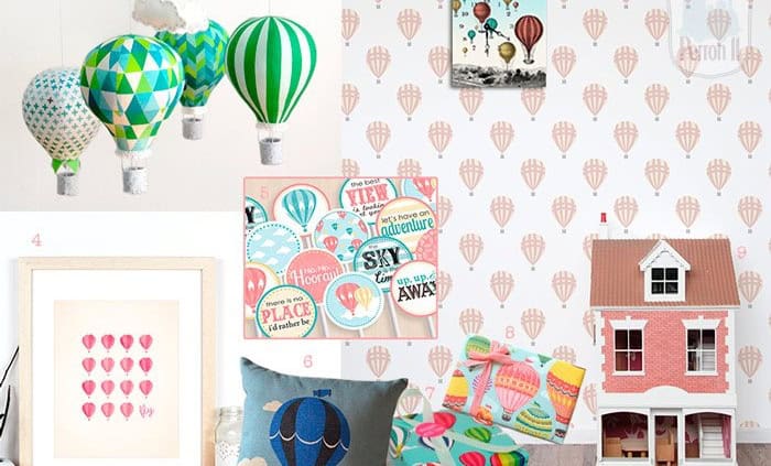 Behang, kinderbehang met luchtballonnen en avontuurlijke prints.