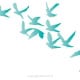 Behang, kinderbehang met roze en geel verloop en vogels.