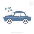 Kinderbehang met blauwe auto en tekst BRROEM BROEM.