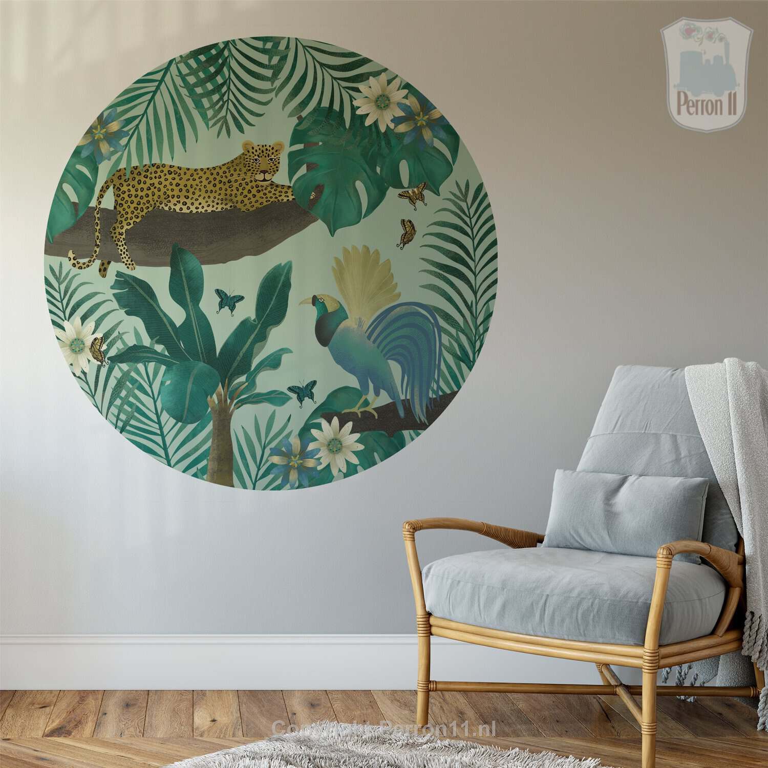 Wandcirkel De Luipaard Jungle in neutrale babykamer