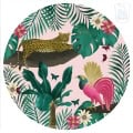 Kinderbehang met jungle en dieren, luipaard en papegaai.