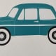Behang, kinderbehang van een blauwe auto.