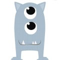 Kinderbehang met schattig monsterontwerp, blauw en schattig.