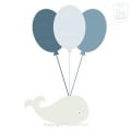 Behang met walvis en ballonnen, kinderbehang.