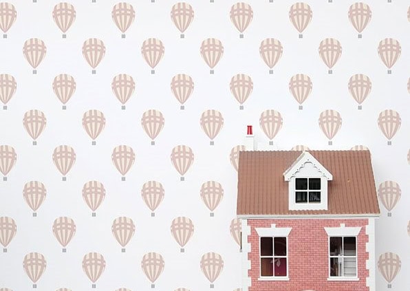 Behang met luchtballonnen, kinderbehang.